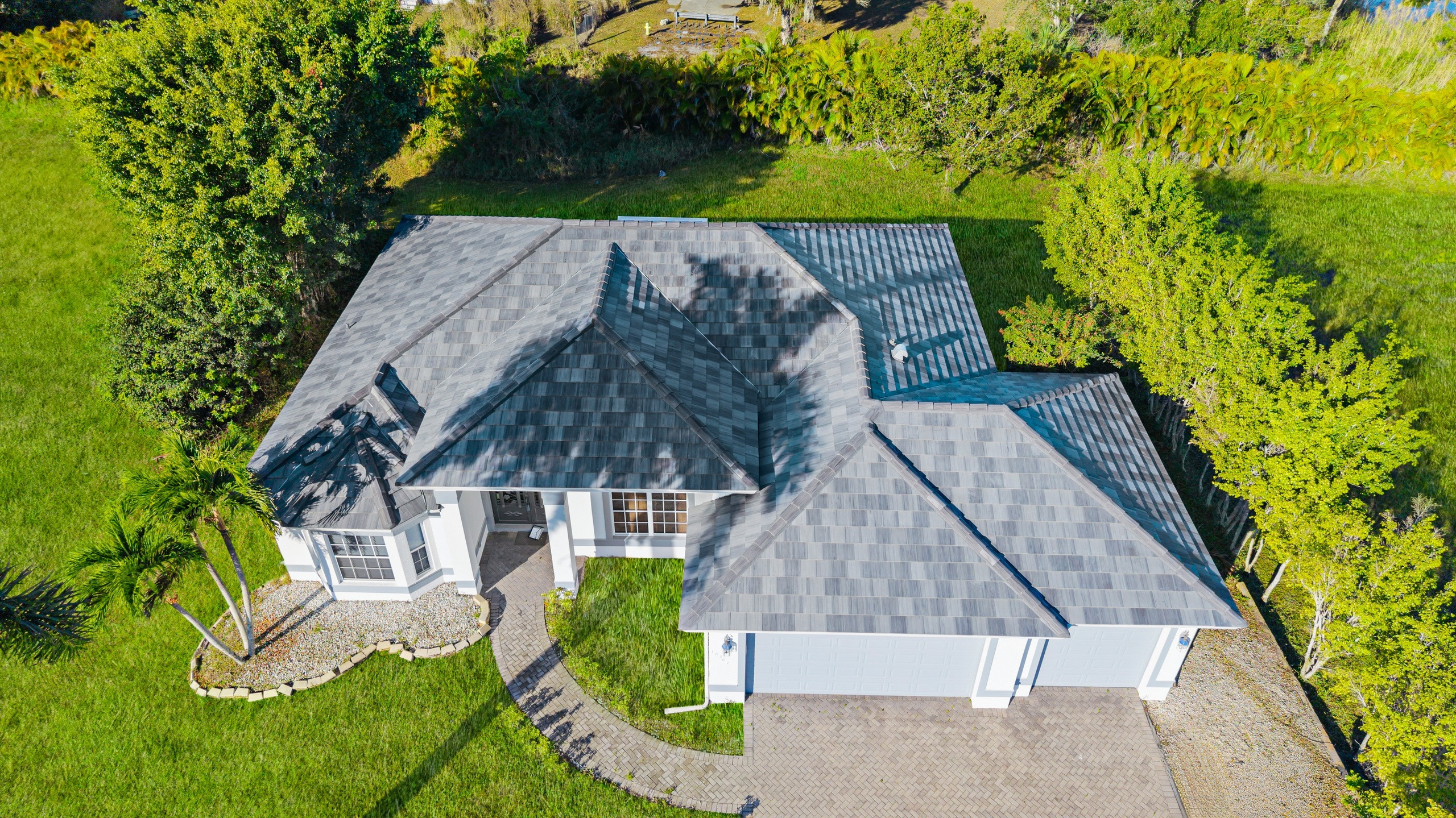 Aerial drone view of completed roof — Gydn Roofing